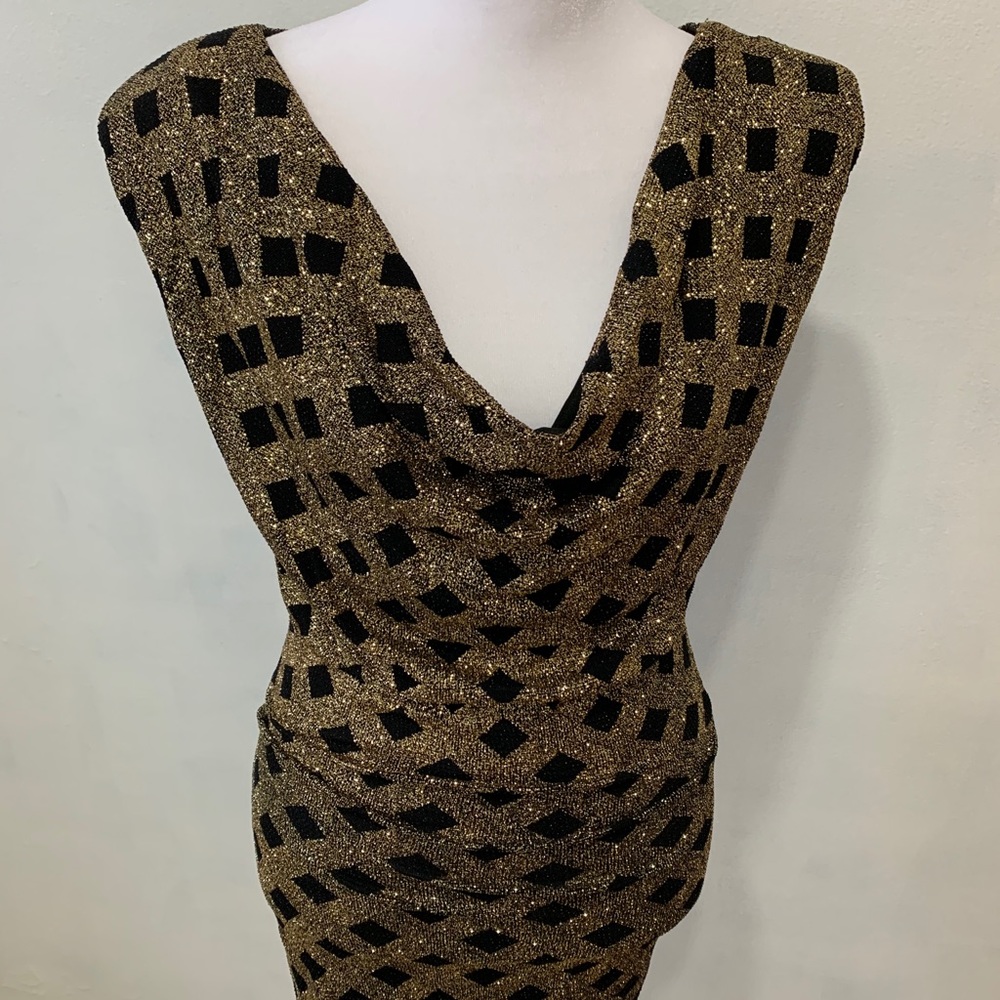 Symphony black ad gold shimmer dress